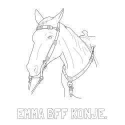 Online izdelana pobarvanka - Pobarvanka imena EMMA BFF KONJE. in pobarvanka konjske glave