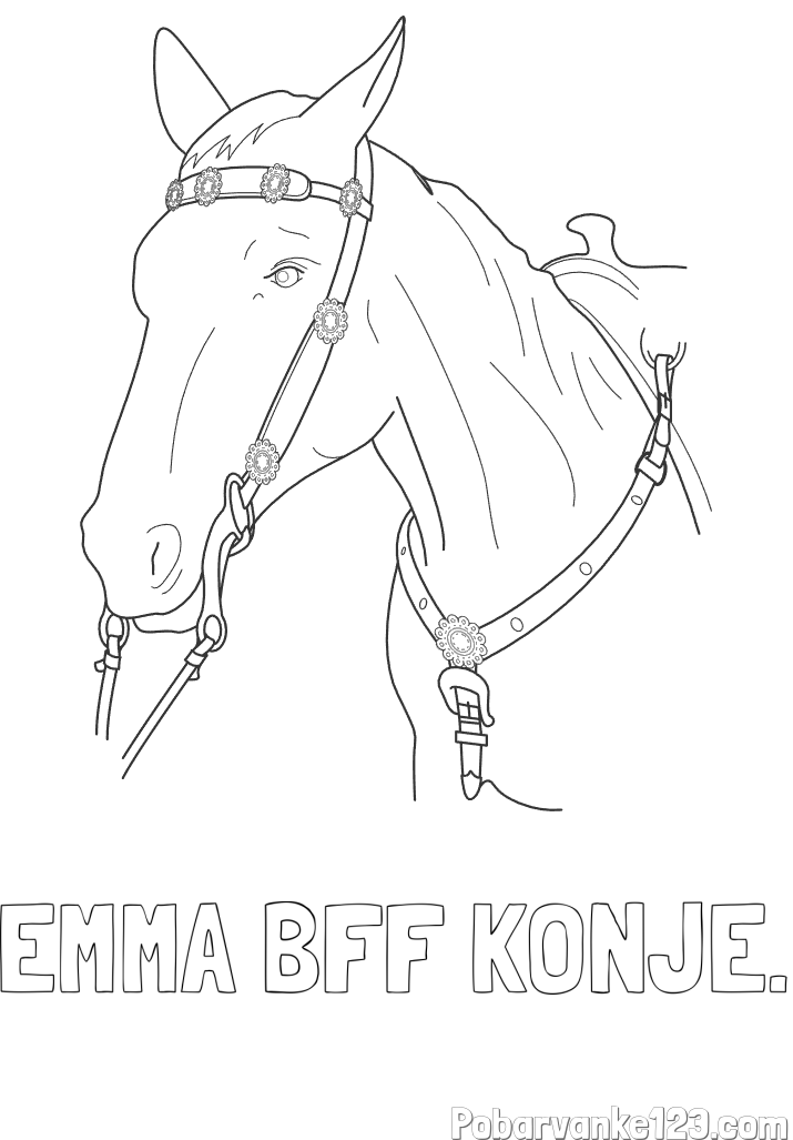 Pobarvanka imena EMMA BFF KONJE. in pobarvanka konjske glave