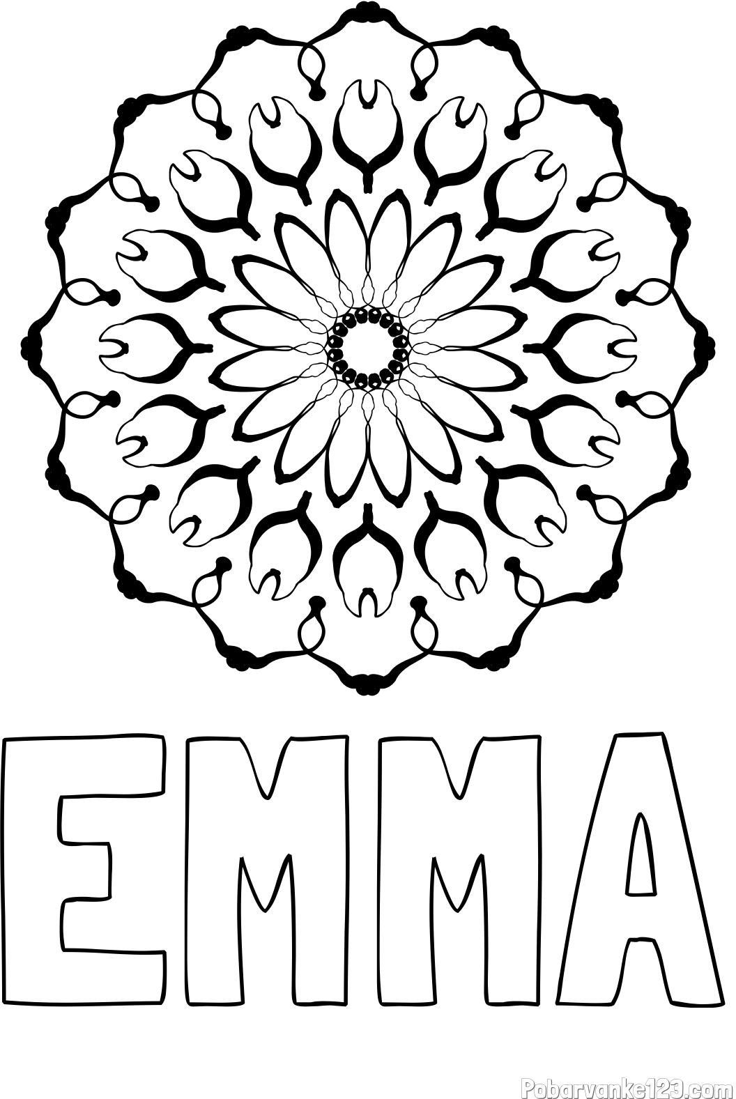 Pobarvanka imena EMMA in mandale 3