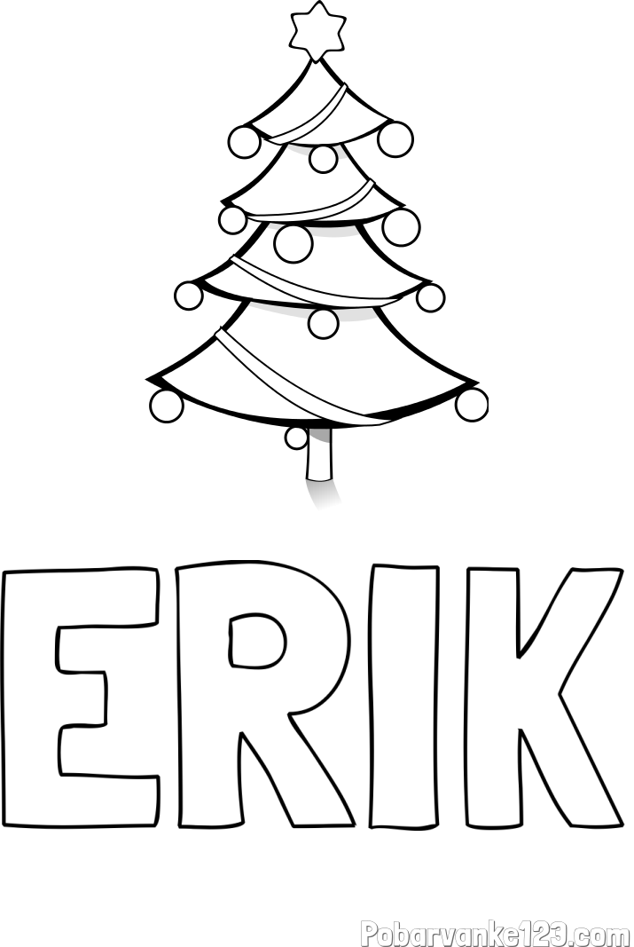 Pobarvanka imena ERIK in božična smreka