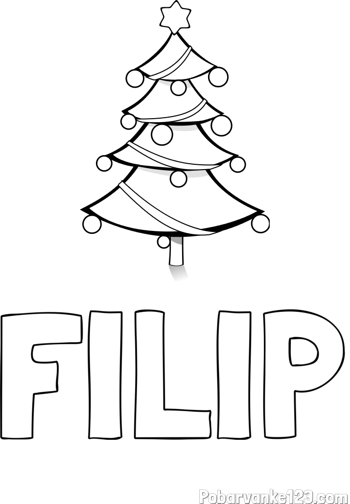 Pobarvanka imena FILIP in božična smreka
