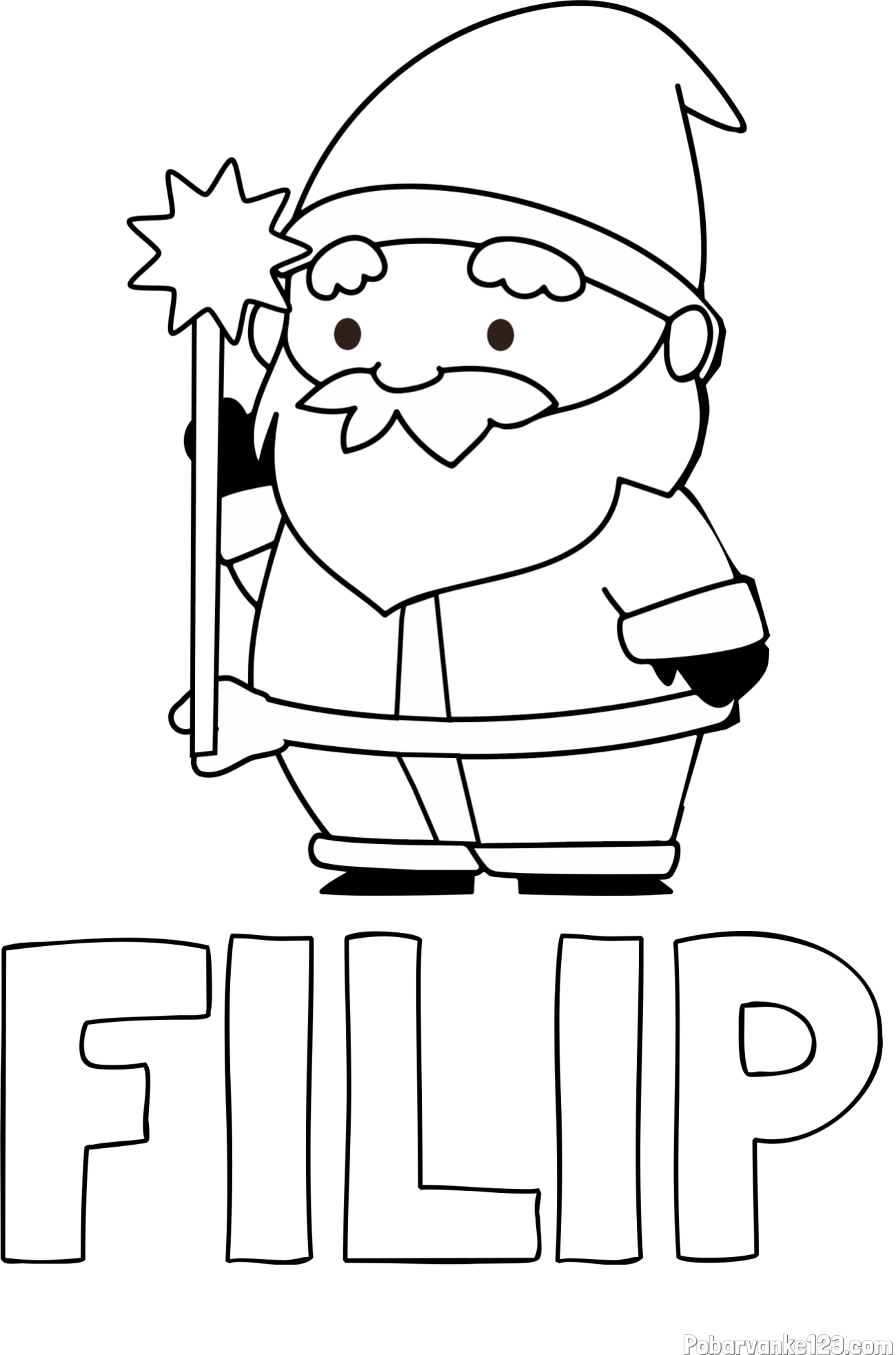 Pobarvanka imena FILIP in dedek Mraz