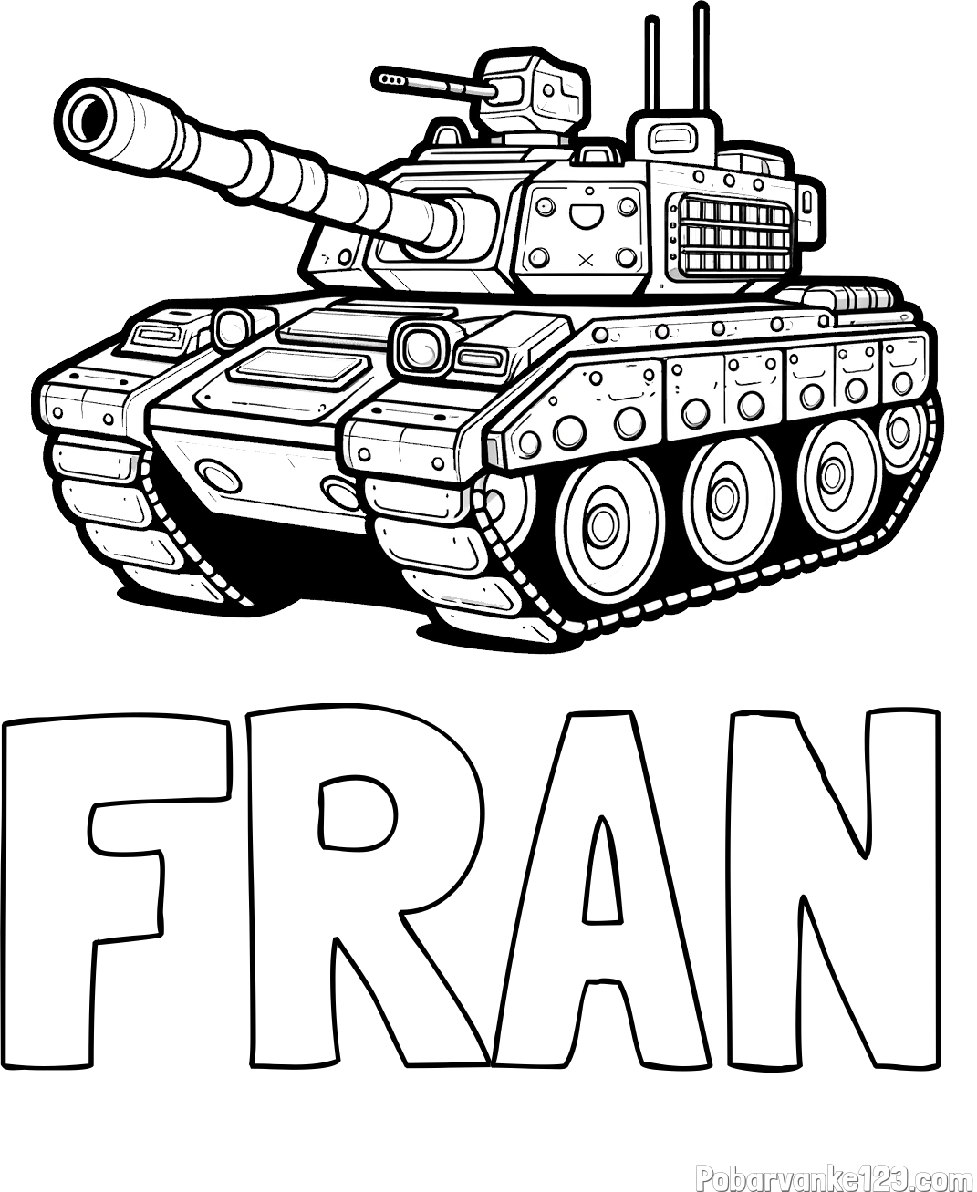 Pobarvanka imena FRAN in pobarvanka tanka