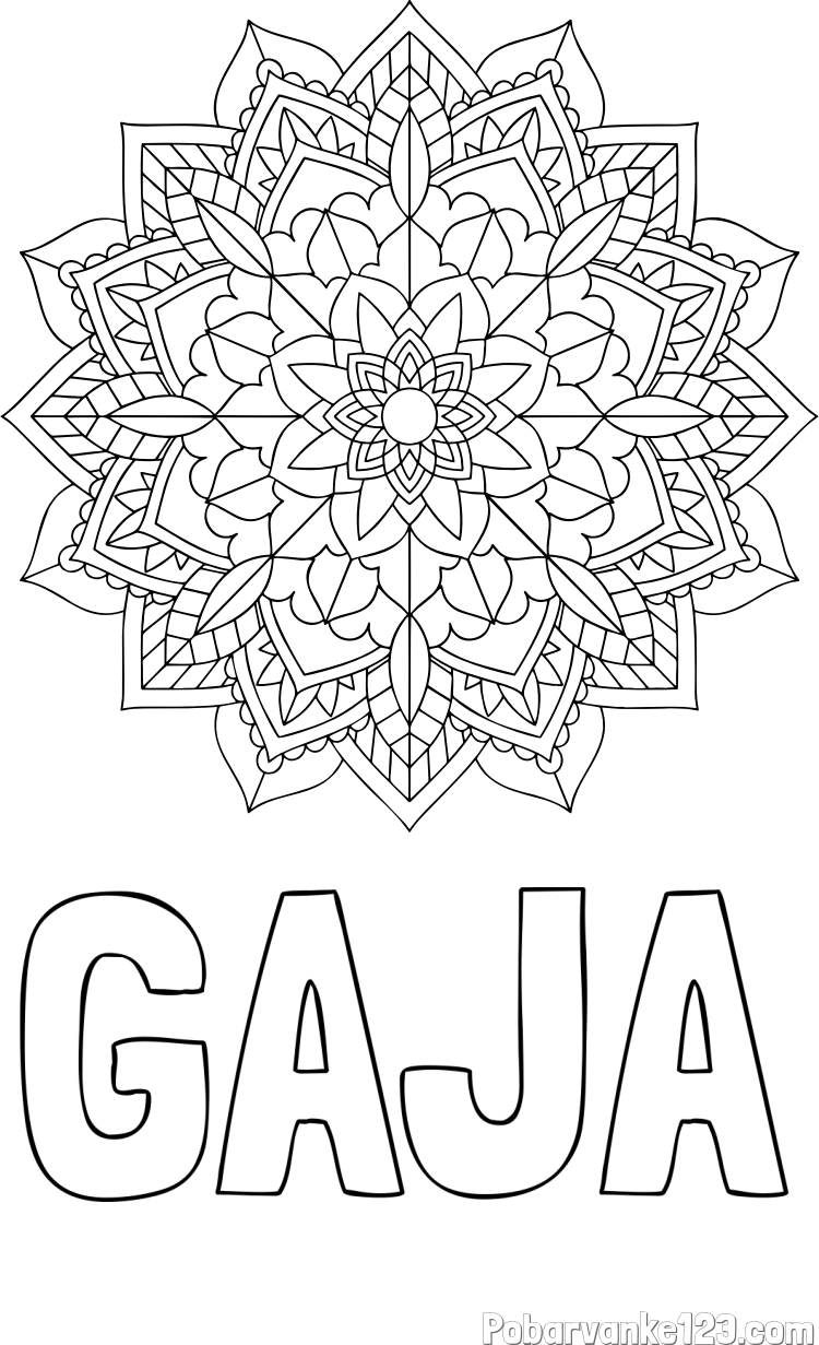 Pobarvanka imena GAJA in Čudovita pobarvanka mendale