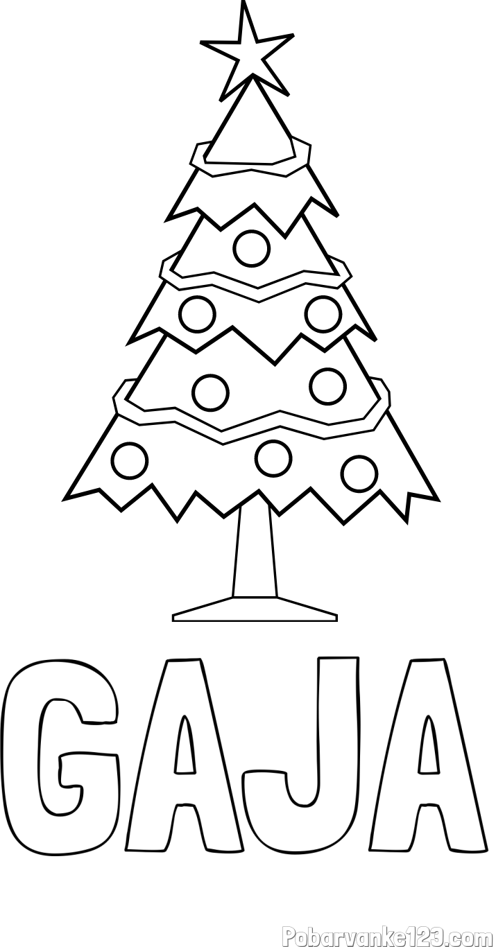 Pobarvanka imena GAJA in pobarvanka božične smrečice