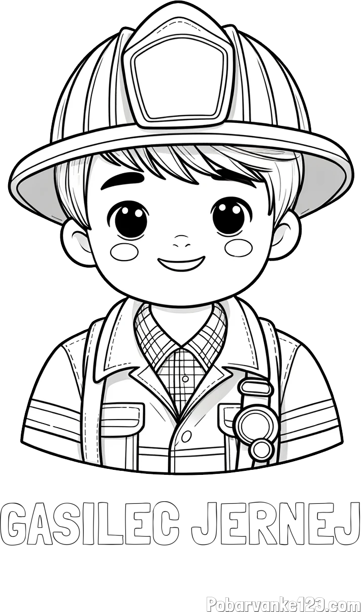 Pobarvanka imena GASILEC JERNEJ in pobarvanka mladega gasilca