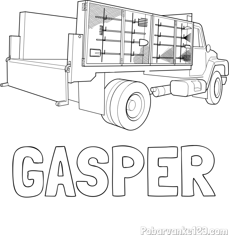 Pobarvanka imena GAŠPER in pobarvanka velikega kamiona z orodjem