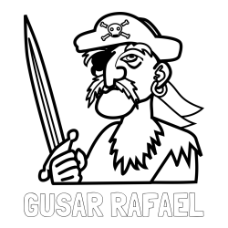 Online izdelana pobarvanka - Pobarvanka imena GUSAR RAFAEL in pobarvanka gusarja s kljukastim nosom