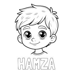 Online izdelana pobarvanka - Pobarvanka imena HAMZA in pobarvanka obraza fanta