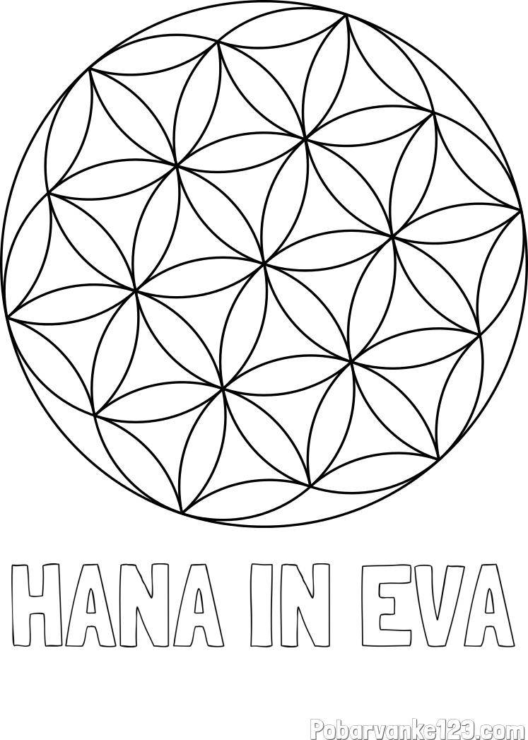 Pobarvanka imena HANA IN EVA in mandale 2