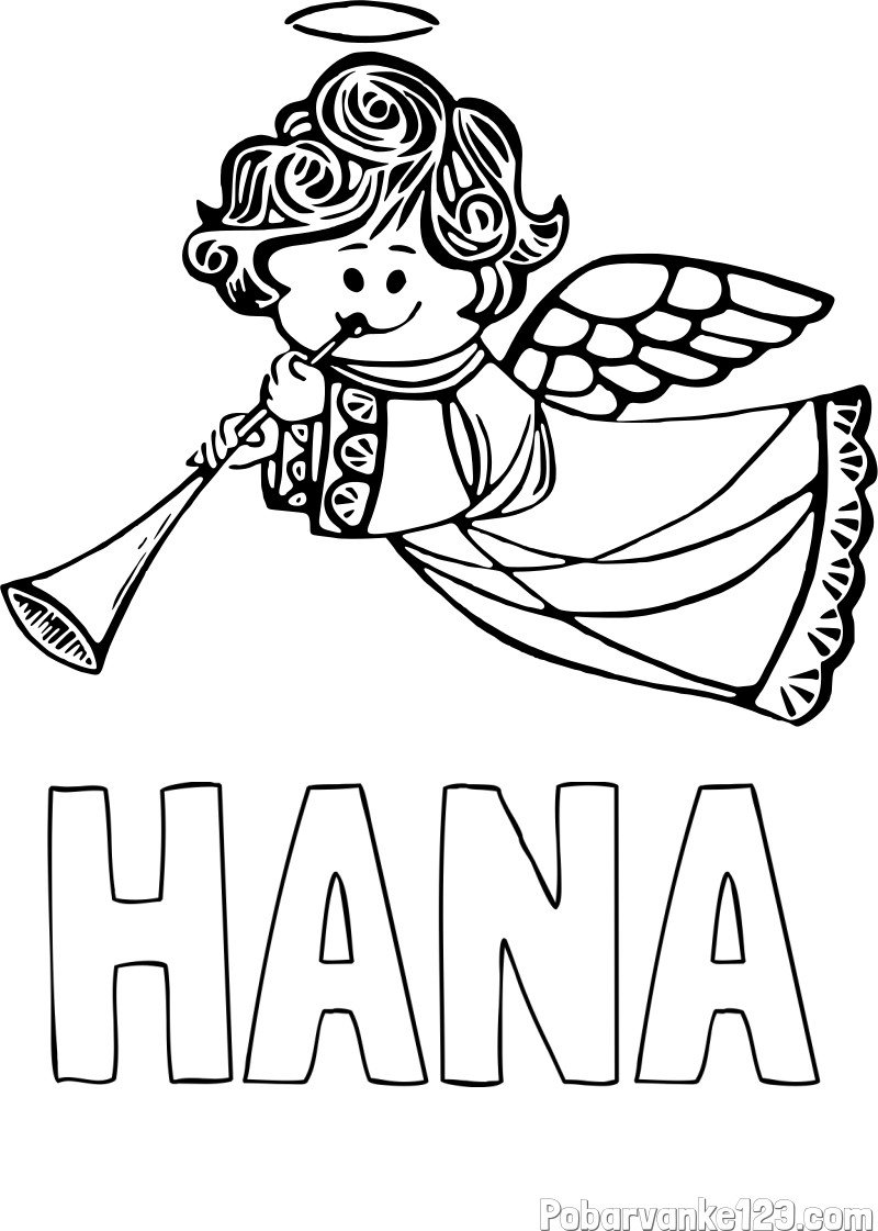 Pobarvanka imena HANA in pobarvanka angelčka