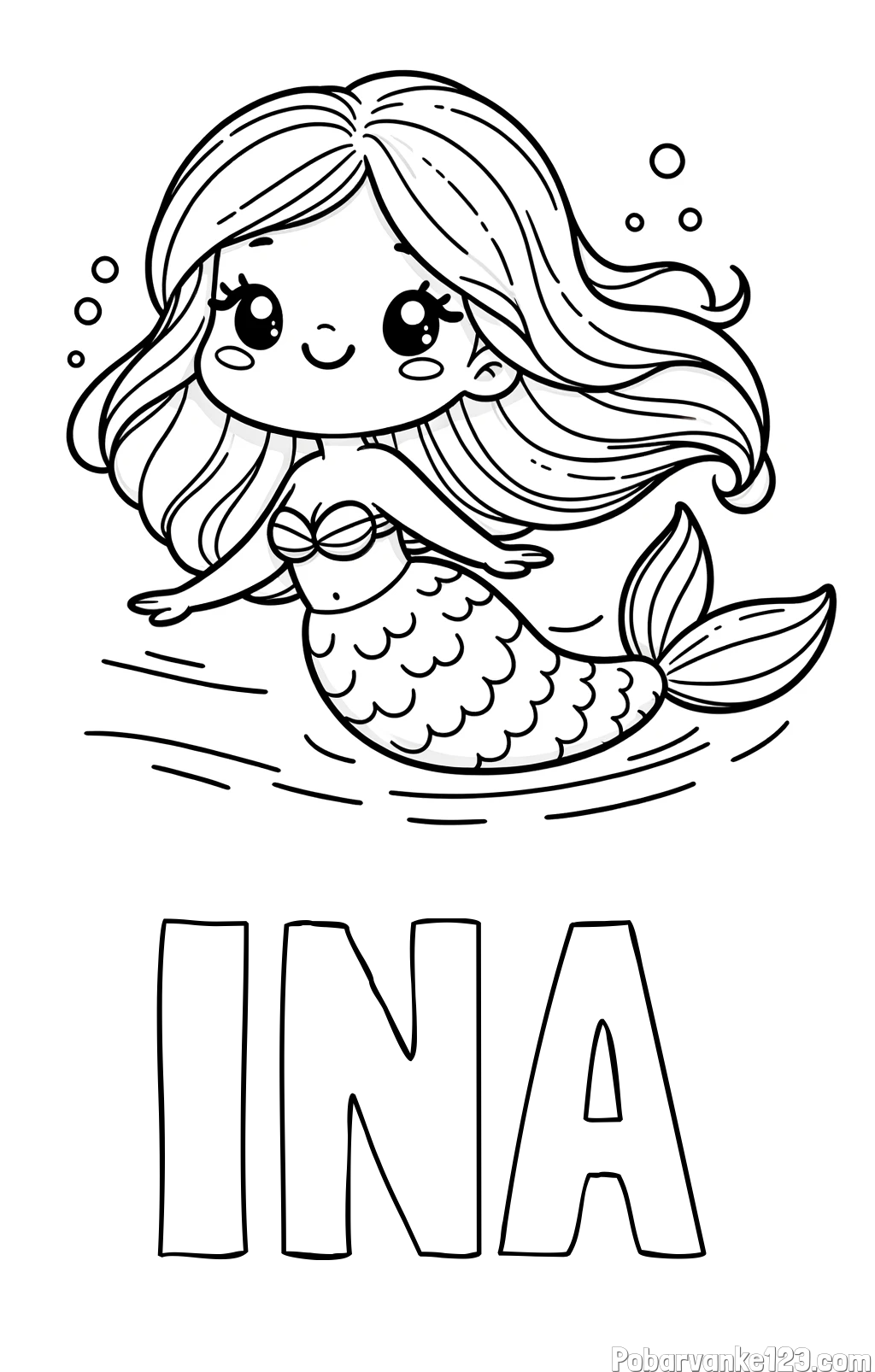 Pobarvanka imena INA in pobarvanka ljubke morske deklice