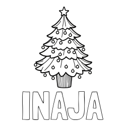 Online izdelana pobarvanka - Pobarvanka imena INAJA in pobarvanka preproste božične smreke