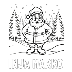 Online izdelana pobarvanka - Pobarvanka imena INJA MARKO in pobarvanka Božička v gozdu