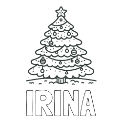 Online izdelana pobarvanka - Pobarvanka imena IRINA in pobarvanka božičnega drevesa