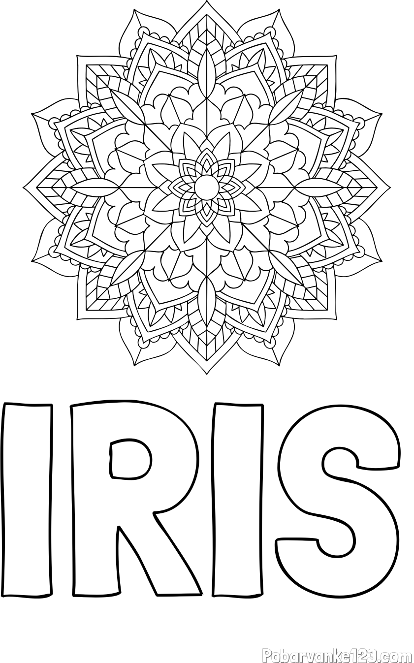 Pobarvanka imena IRIS in Čudovita pobarvanka mendale