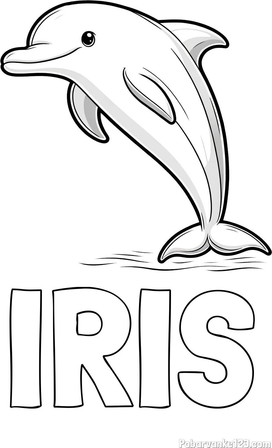 Pobarvanka imena IRIS in pobarvanka delfina