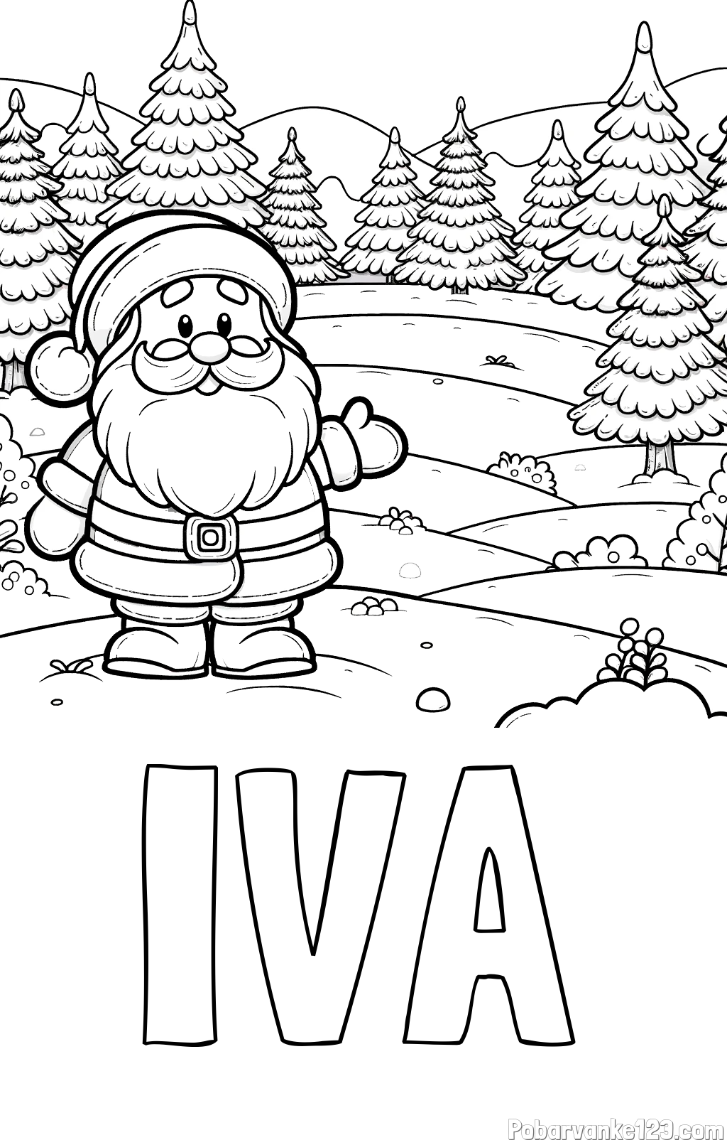 Pobarvanka imena IVA in pobarvanka Božička v naravi