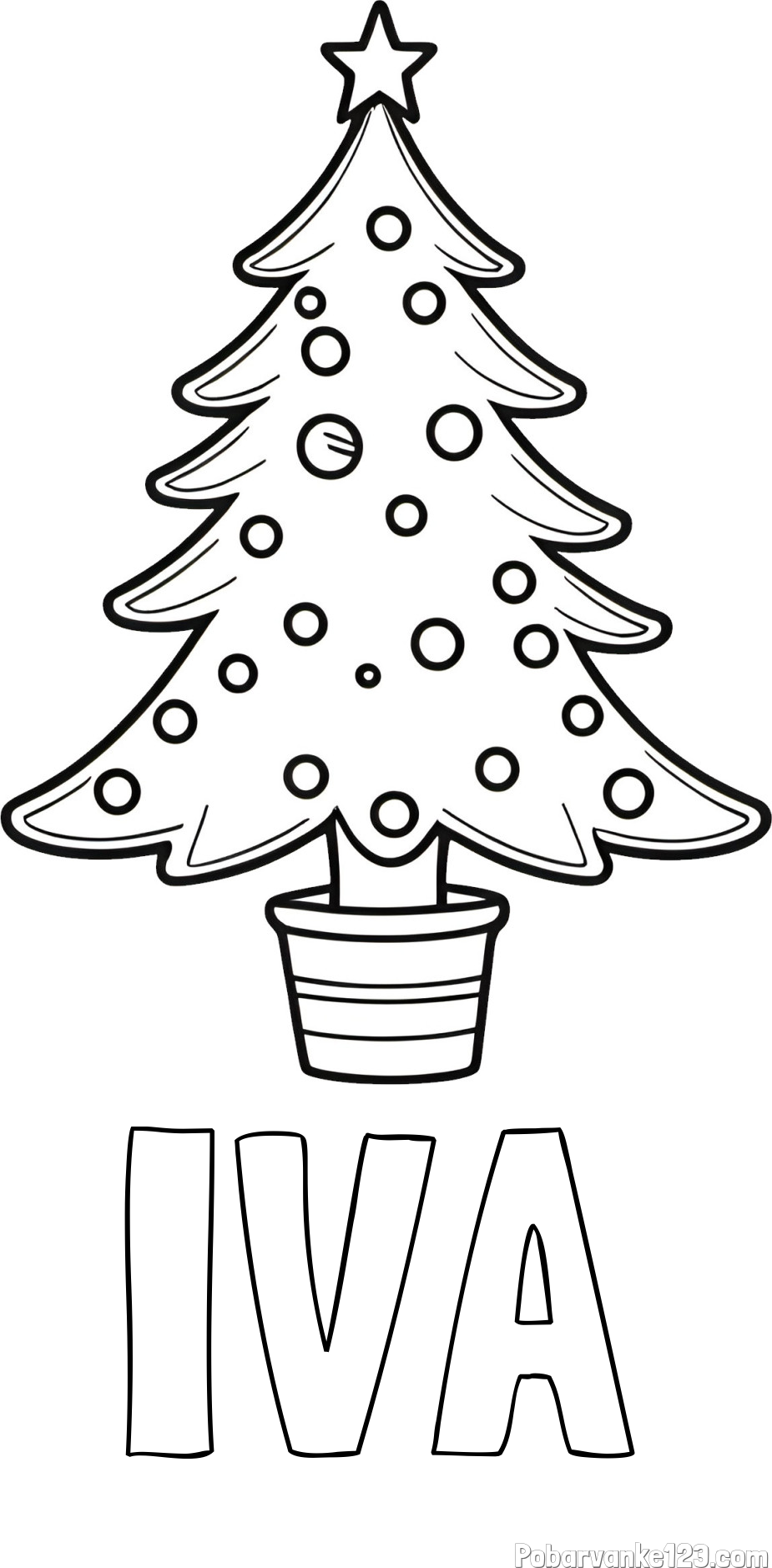 Pobarvanka imena IVA in pobarvanka lepe božične smrečice