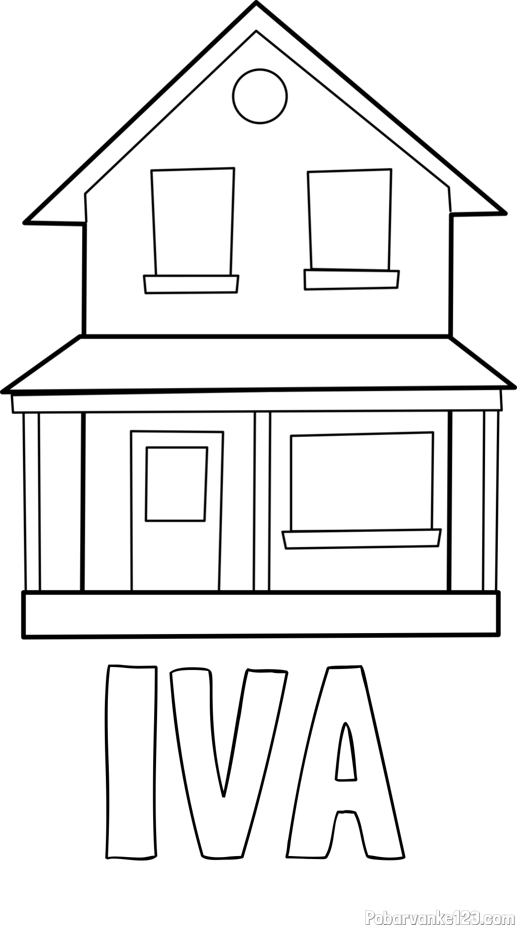 Pobarvanka imena IVA in pobarvanka preproste hiše