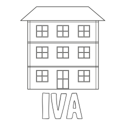 Online izdelana pobarvanka - Pobarvanka imena IVA in pobarvanka stare dvonadstropne hiše