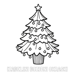 Online izdelana pobarvanka - Pobarvanka imena IZABELINI BOZICNI OKRASKI in pobarvanka preproste božične smreke
