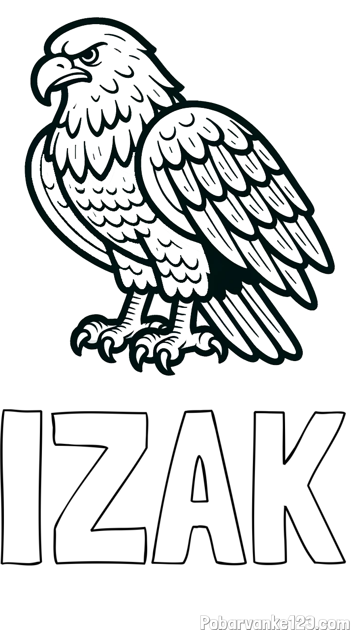 Pobarvanka imena IZAK in pobarvanka orla