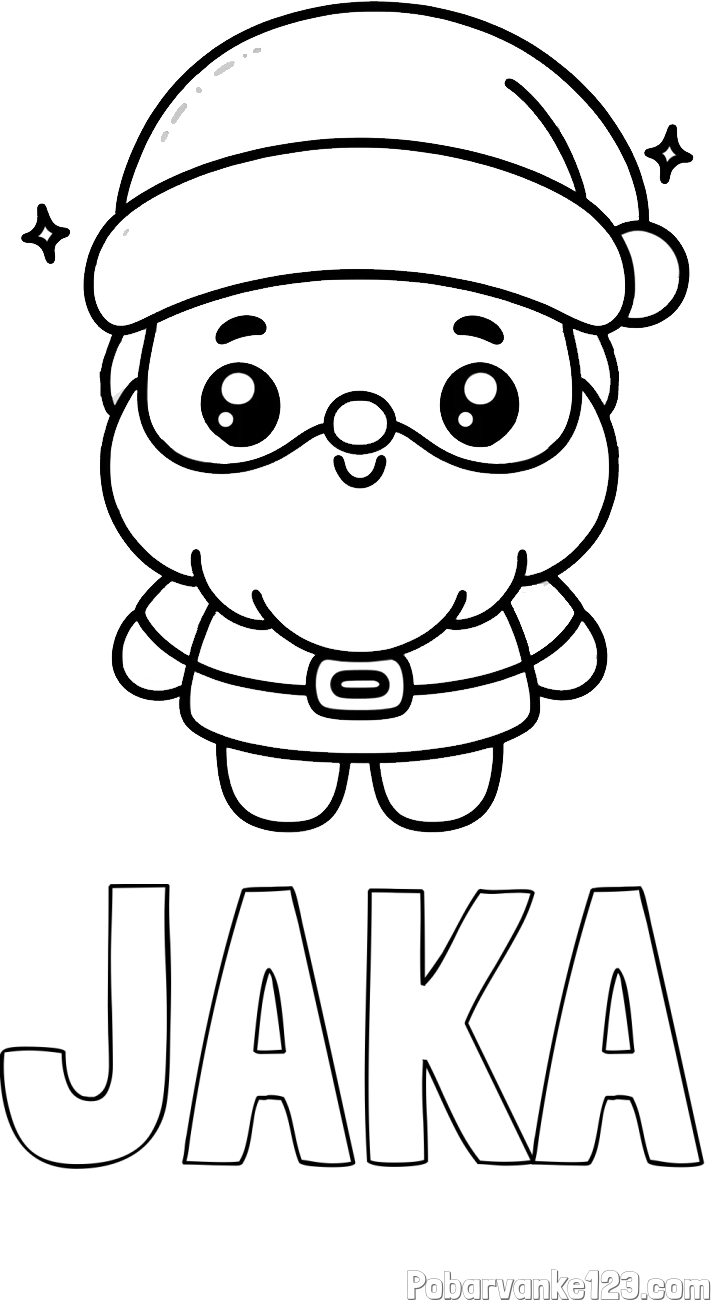 Pobarvanka imena JAKA in enostavna otroška pobarvanka Božička