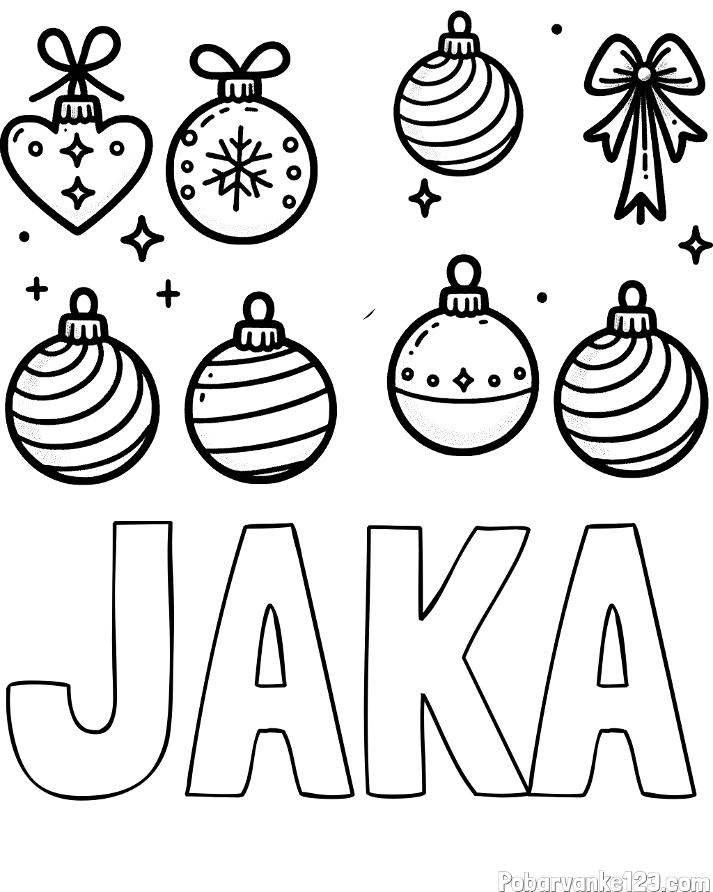 Pobarvanka imena JAKA in pobarvanka božičnih okraskov za na smrečico