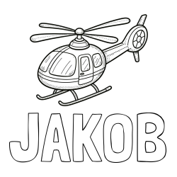 Online izdelana pobarvanka - Pobarvanka imena JAKOB in pobarvanka manjšega helikopterja