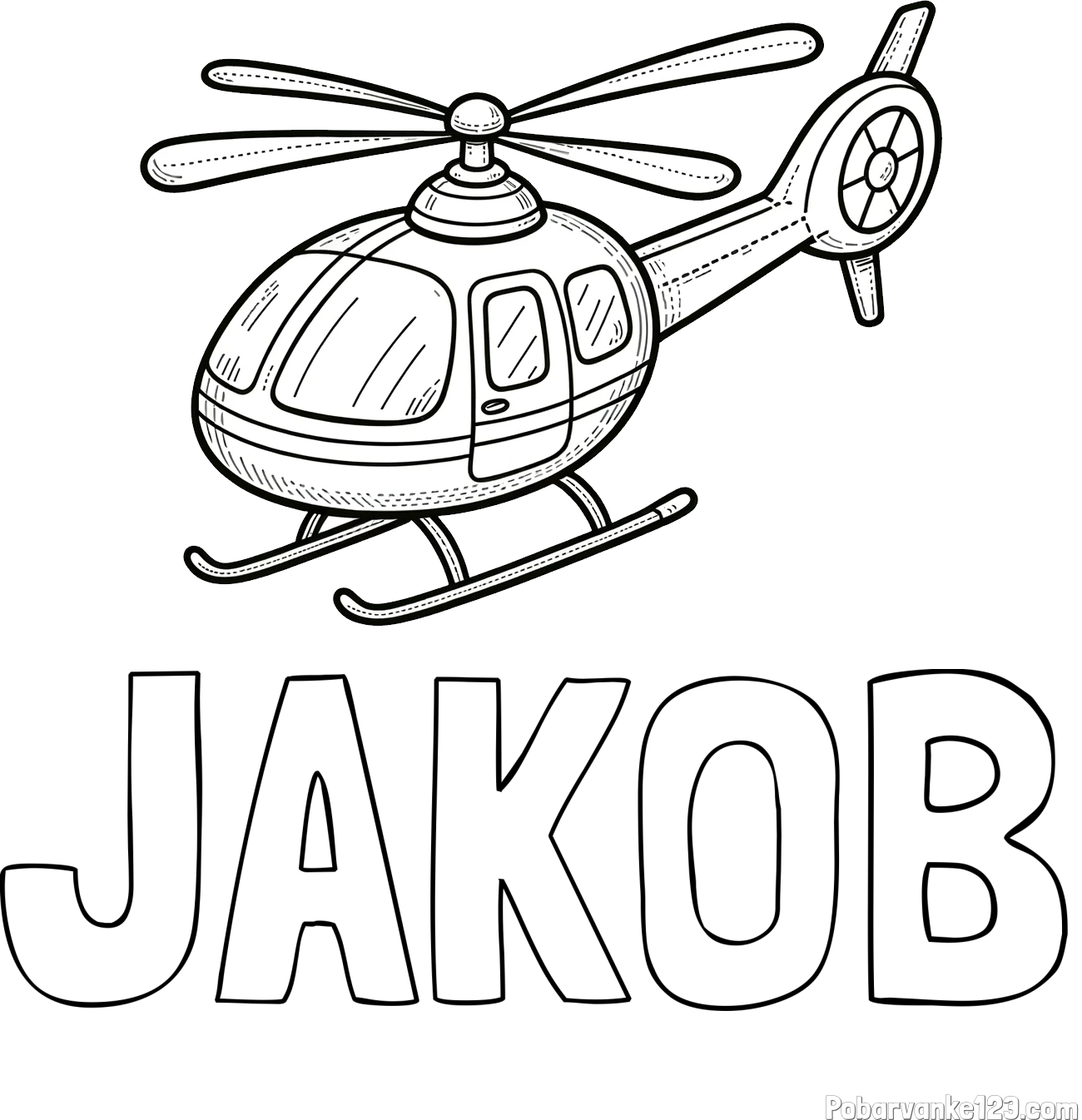 Pobarvanka imena JAKOB in pobarvanka manjšega helikopterja