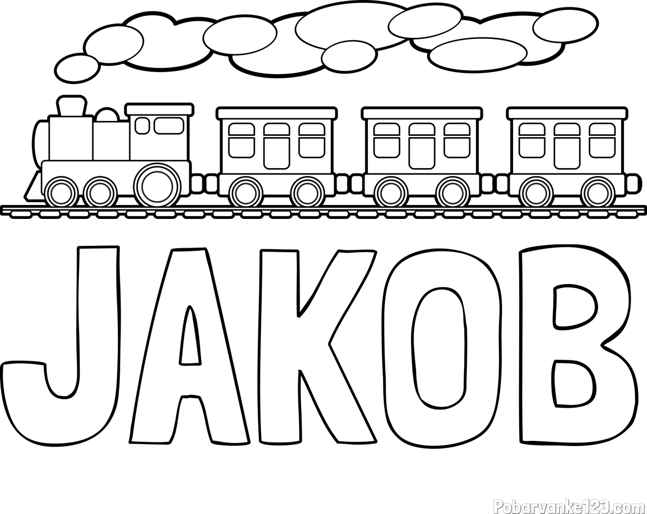 Pobarvanka imena JAKOB in pobarvanka vlaka