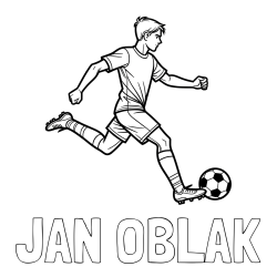 Online izdelana pobarvanka - Pobarvanka imena JAN OBLAK in pobarvanka nogometaša v napadu
