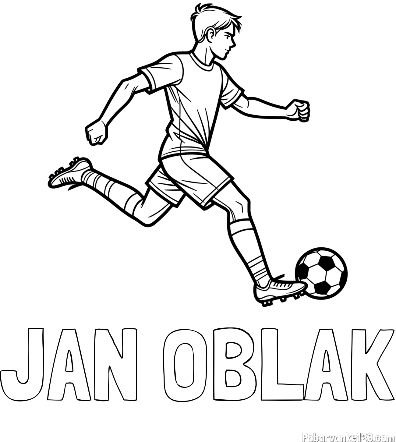 Pobarvanka imena JAN OBLAK in pobarvanka nogometaša v napadu