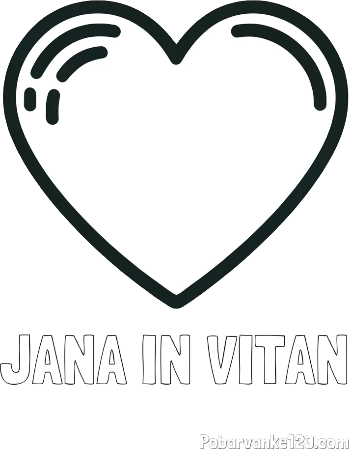 Pobarvanka imena JANA IN VITAN in pobarvanka lepega srčka