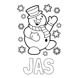 Online izdelana pobarvanka - Pobarvanka imena JAŠ in pobarvanka veselega snežaka