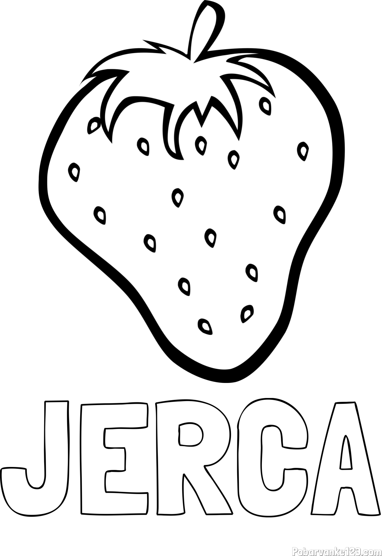 Pobarvanka imena JERCA in pobarvanka sočne jagode