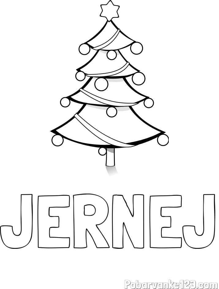 Pobarvanka imena JERNEJ in božična smreka
