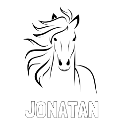 Online izdelana pobarvanka - Pobarvanka imena JONATAN in lepa pobarvanka konja