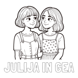 Online izdelana pobarvanka - Pobarvanka imena JULIJA IN GEA in pobarvanka dveh najboljših prijateljic