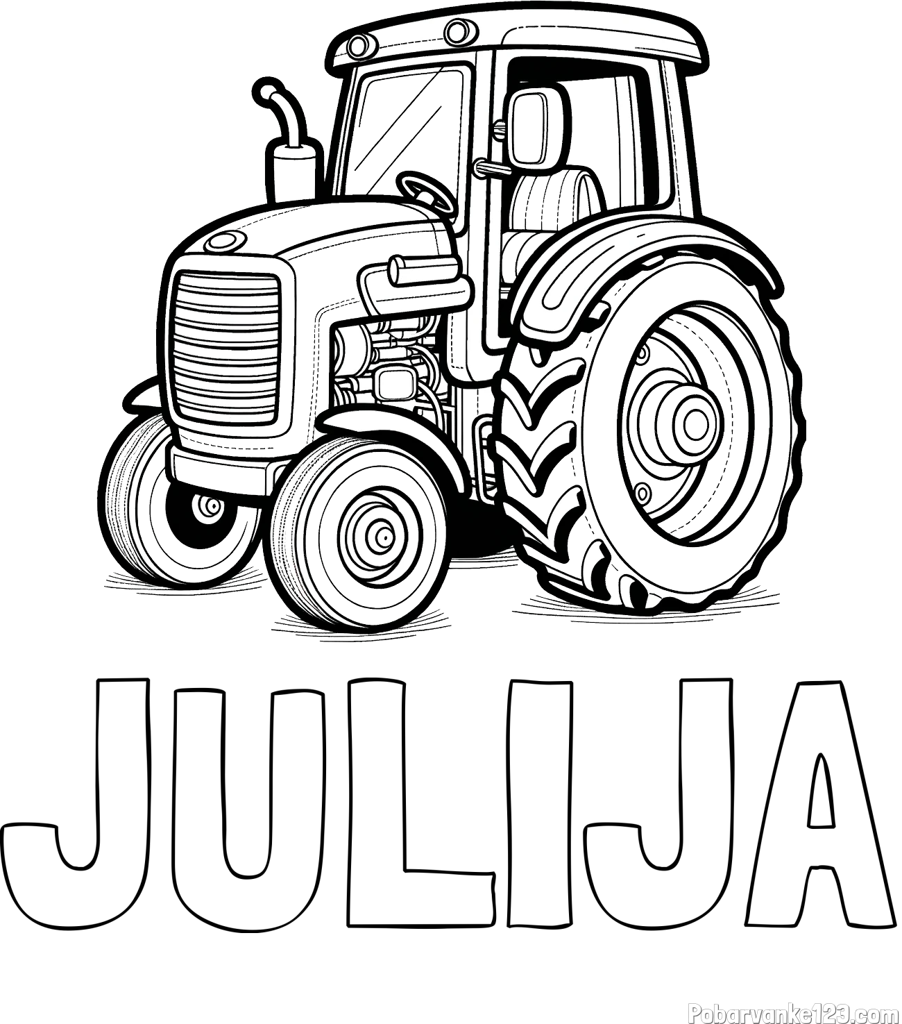 Pobarvanka imena JULIJA in pobarvanka starega, a lepega traktorja