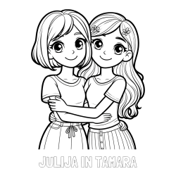 Online izdelana pobarvanka - Pobarvanka imena JULIJA IN TAMARA in pobarvanka ljubkih prijateljic