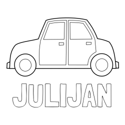 Online izdelana pobarvanka - Pobarvanka imena JULIJAN in pobarvanka avta