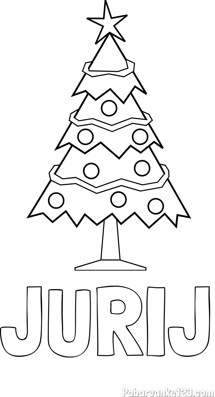 Pobarvanka imena JURIJ in pobarvanka božične smrečice