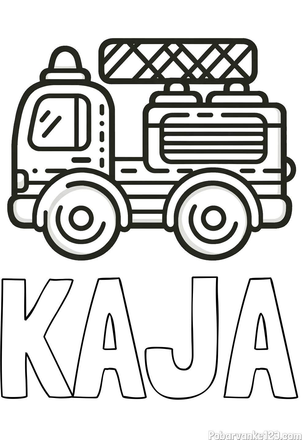 Pobarvanka imena KAJA in pobarvanka gasilski avto