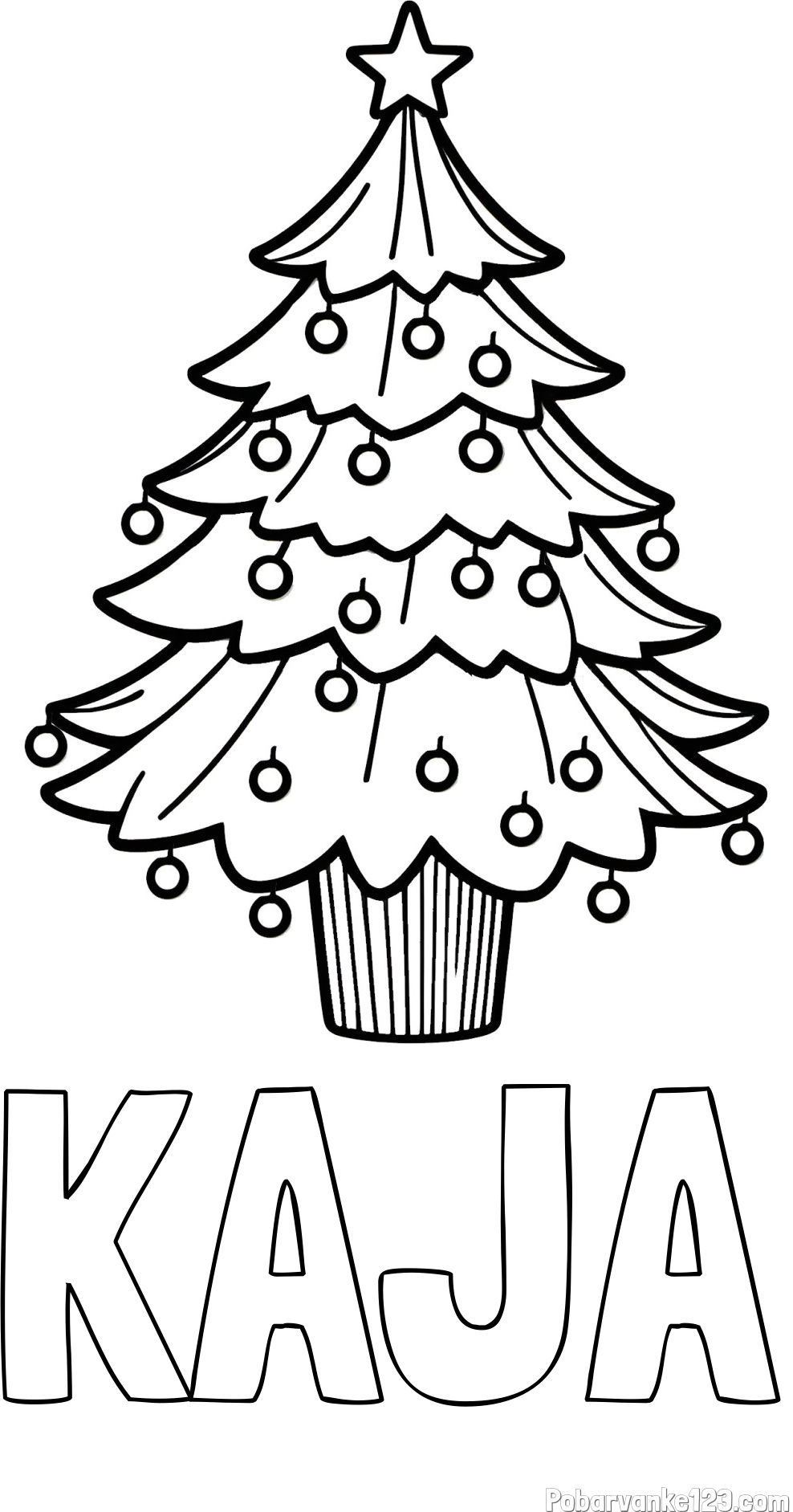 Pobarvanka imena KAJA in pobarvanka preproste božične smreke
