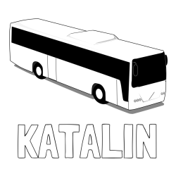 Online izdelana pobarvanka - Pobarvanka imena KATALIN in pobarvanka velikega avtobusa