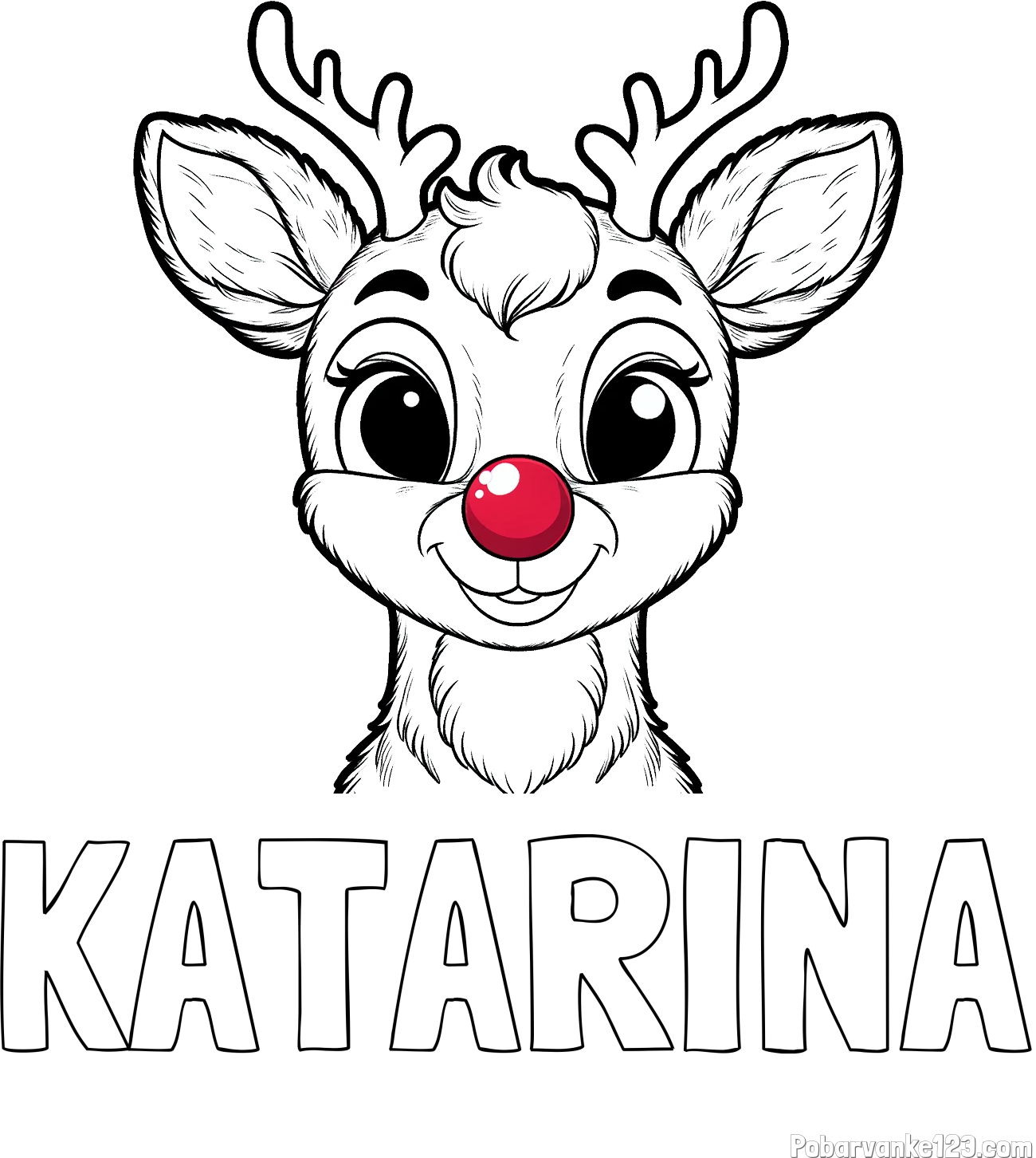 Pobarvanka imena KATARINA in otroška pobarvanka simpatičnega jelenčka Rudolfa
