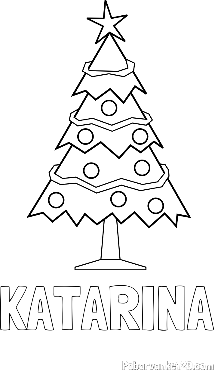 Pobarvanka imena KATARINA in pobarvanka božične smrečice