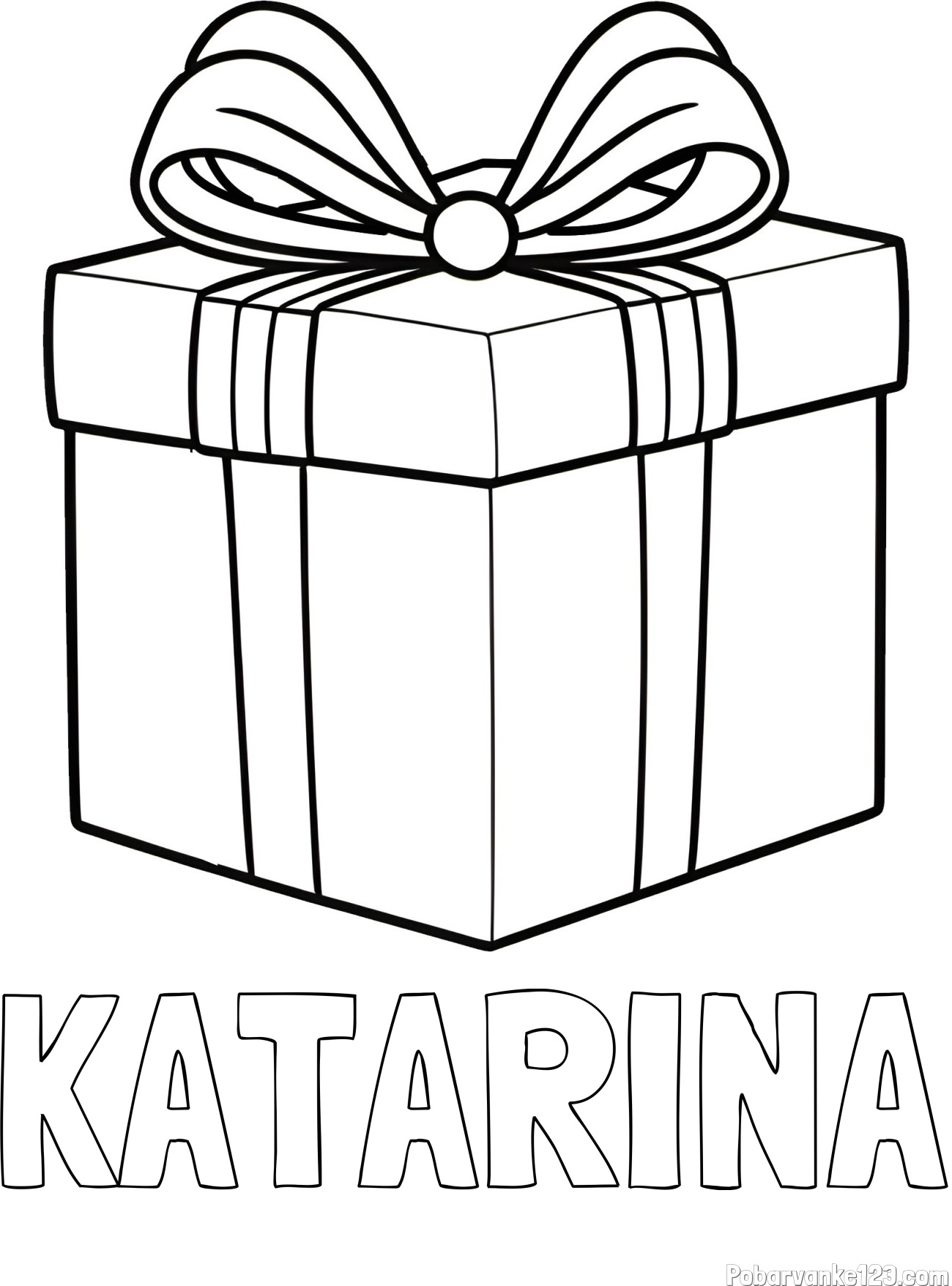 Pobarvanka imena KATARINA in pobarvanka darila s pentljo